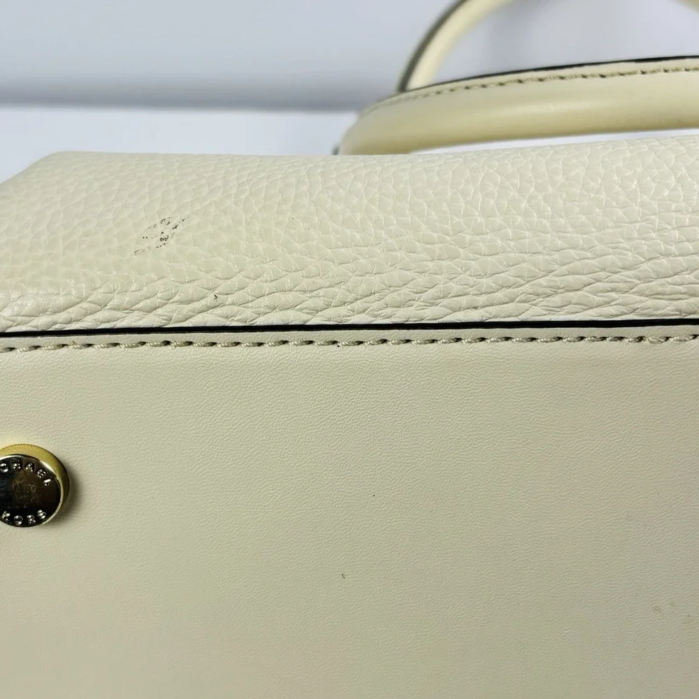 Michael Kors Sienna‎ Medium Pebbled Leather Satchel Bag Purse Soft White Chic
